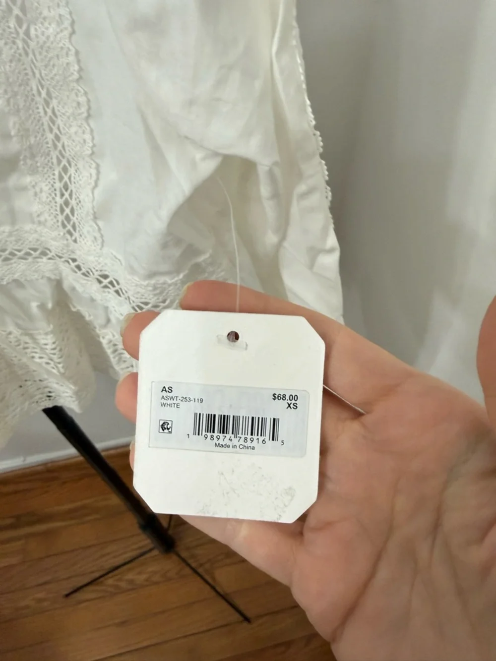 Altar'd State Ivory Lace Tie-Front Peasant Blouse - Picture 5 of 7